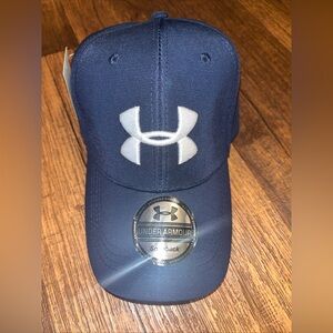 Under Armour Snap Back Baseball Cap W/Bold Logo & Gold Hardware Blue & Black